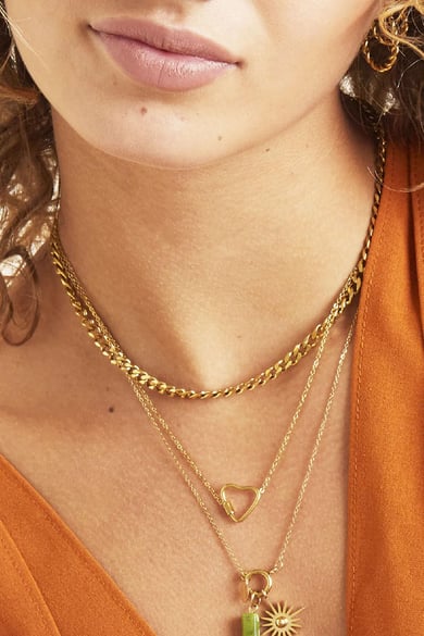 Ketting Chained Heart Goud kleur Stainless Steel h5 Afbeelding3